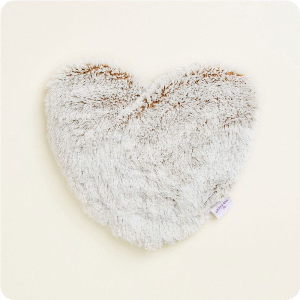 Marshmallow Brown Heart Heat Pad Warmies - Simple Care