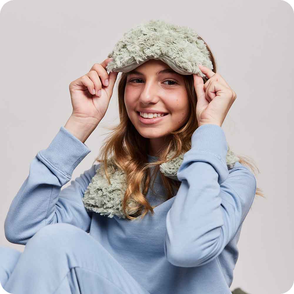 Curly Sage Green Eye Mask Warmies - Ready Carry
