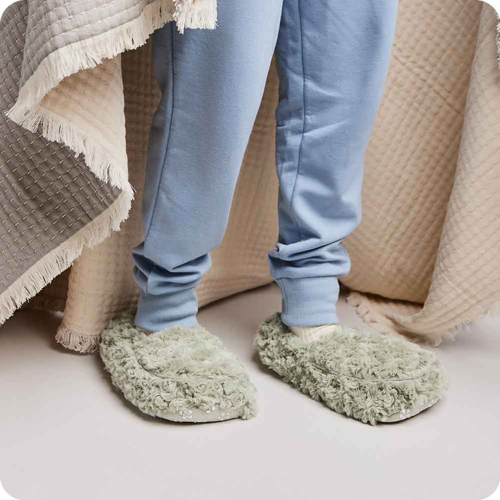 Curly Sage Green Slippers Warmies® - Modern Blend